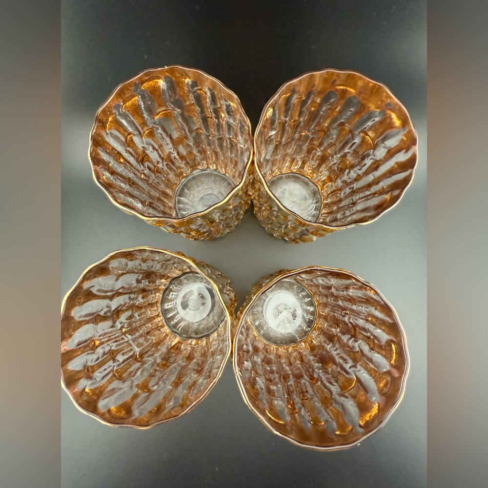 4 Imperial Glass. “Bambu Gold” 14oz raised 24kt gold. Highball - Picture 12 of 15